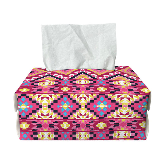 Pink Aztec Geometric Pattern Print Rectangle Tissue Box Cover