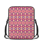 Pink Aztec Geometric Pattern Print Rectangular Crossbody Bag