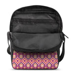 Pink Aztec Geometric Pattern Print Rectangular Crossbody Bag