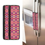 Pink Aztec Geometric Pattern Print Refrigerator Handle Covers