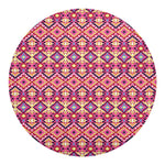 Pink Aztec Geometric Pattern Print Round Blanket