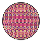 Pink Aztec Geometric Pattern Print Round Floor Mat