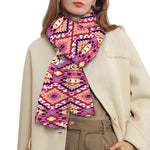 Pink Aztec Geometric Pattern Print Scarf