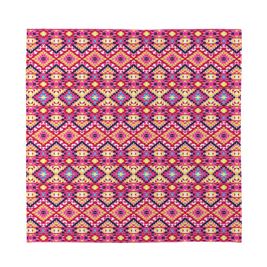 Pink Aztec Geometric Pattern Print Silk Bandana