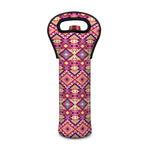 Pink Aztec Geometric Pattern Print Single Neoprene Wine Tote