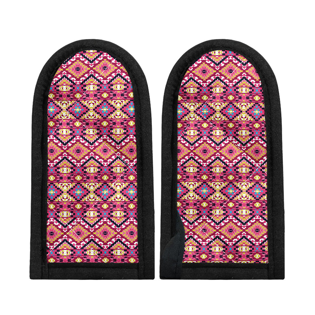 Pink Aztec Geometric Pattern Print Skillet Handle Cover