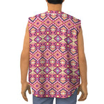 Pink Aztec Geometric Pattern Print Sleeveless Baseball Jersey