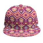 Pink Aztec Geometric Pattern Print Snapback Cap