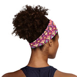 Pink Aztec Geometric Pattern Print Sports Headband