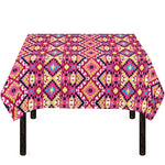 Pink Aztec Geometric Pattern Print Tablecloth