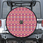 Pink Aztec Geometric Pattern Print Tire Cover With Camera Hole