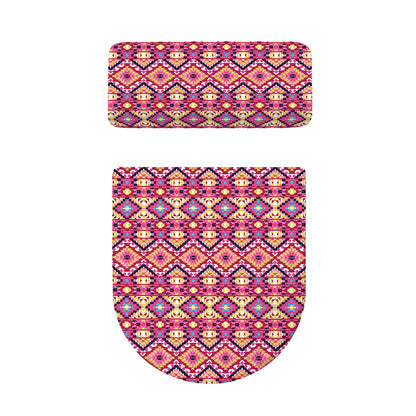Pink Aztec Geometric Pattern Print Toilet Lid And Tank Cover Set