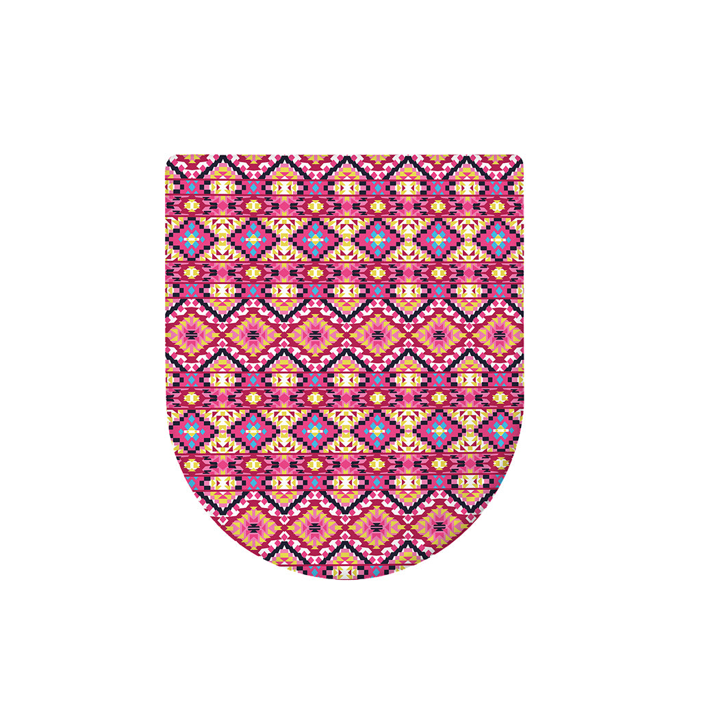Pink Aztec Geometric Pattern Print Toilet Lid Cover