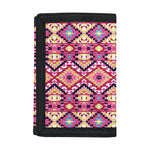 Pink Aztec Geometric Pattern Print Trifold Wallet