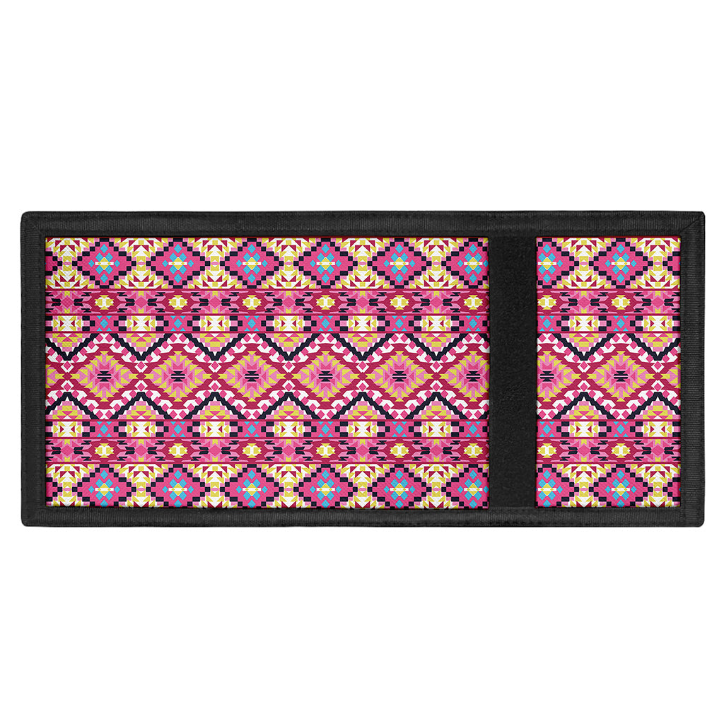 Pink Aztec Geometric Pattern Print Trifold Wallet