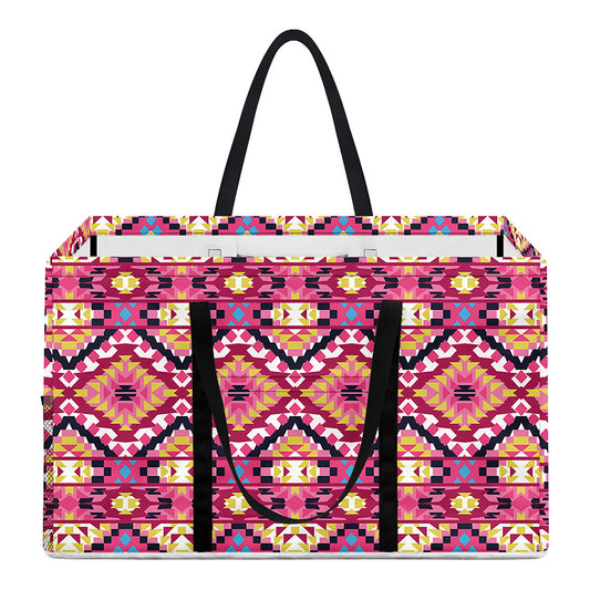 Pink Aztec Geometric Pattern Print Utility Tote Bag