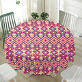 Pink Aztec Geometric Pattern Print Waterproof Round Tablecloth