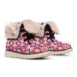 Pink Aztec Geometric Pattern Print Winter Boots