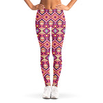 Pink Aztec Geometric Pattern Print Women's Leggings
