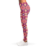Pink Aztec Geometric Pattern Print Women's Leggings