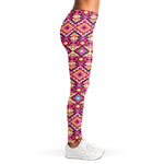Pink Aztec Geometric Pattern Print Women's Leggings