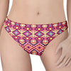 Pink Aztec Geometric Pattern Print Women's Thong