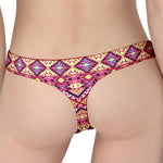 Pink Aztec Geometric Pattern Print Women's Thong