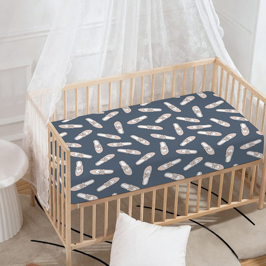 Pink Ballet Shoes Pattern Print Baby Crib Sheet