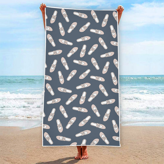 Pink Ballet Shoes Pattern Print Beach Towel