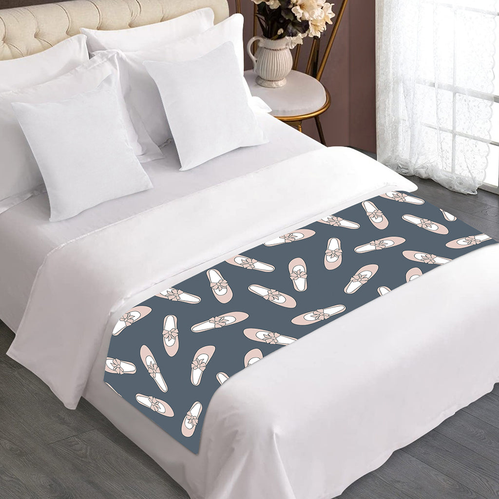 Pink Ballet Shoes Pattern Print Bed Runner