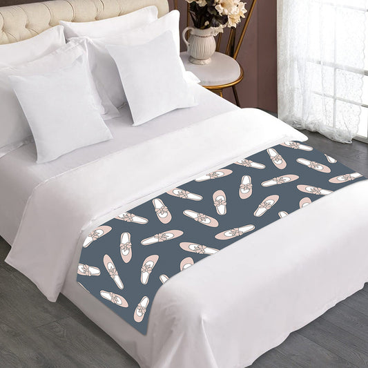 Pink Ballet Shoes Pattern Print Bed Runner