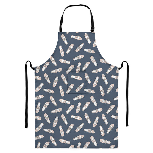 Pink Ballet Shoes Pattern Print Bib Apron With Pocket