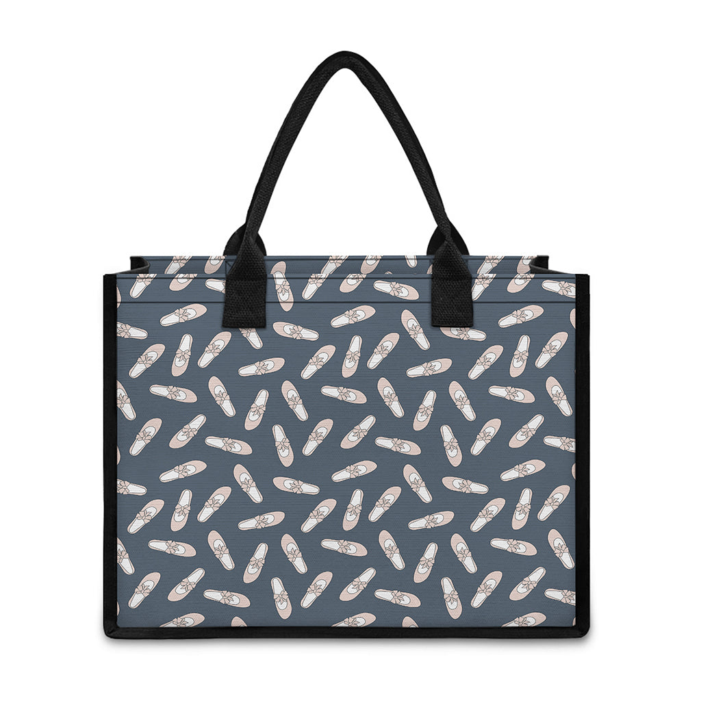 Pink Ballet Shoes Pattern Print Canvas Tote Bag