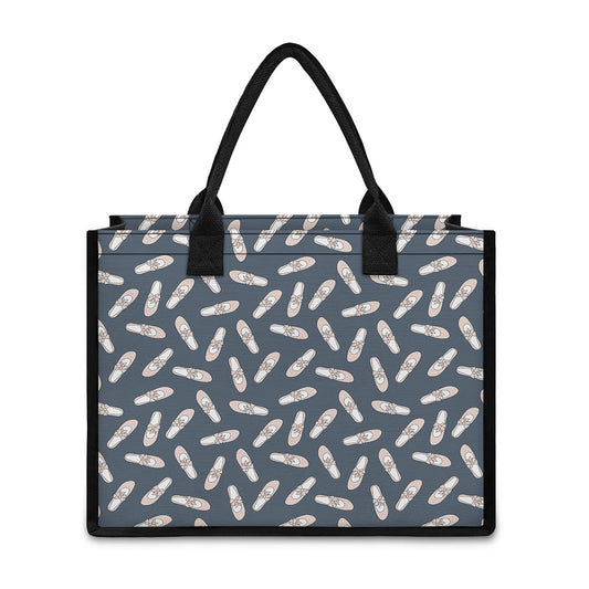 Pink Ballet Shoes Pattern Print Canvas Tote Bag