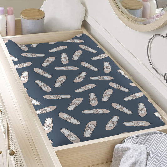 Pink Ballet Shoes Pattern Print Changing Pad Cover