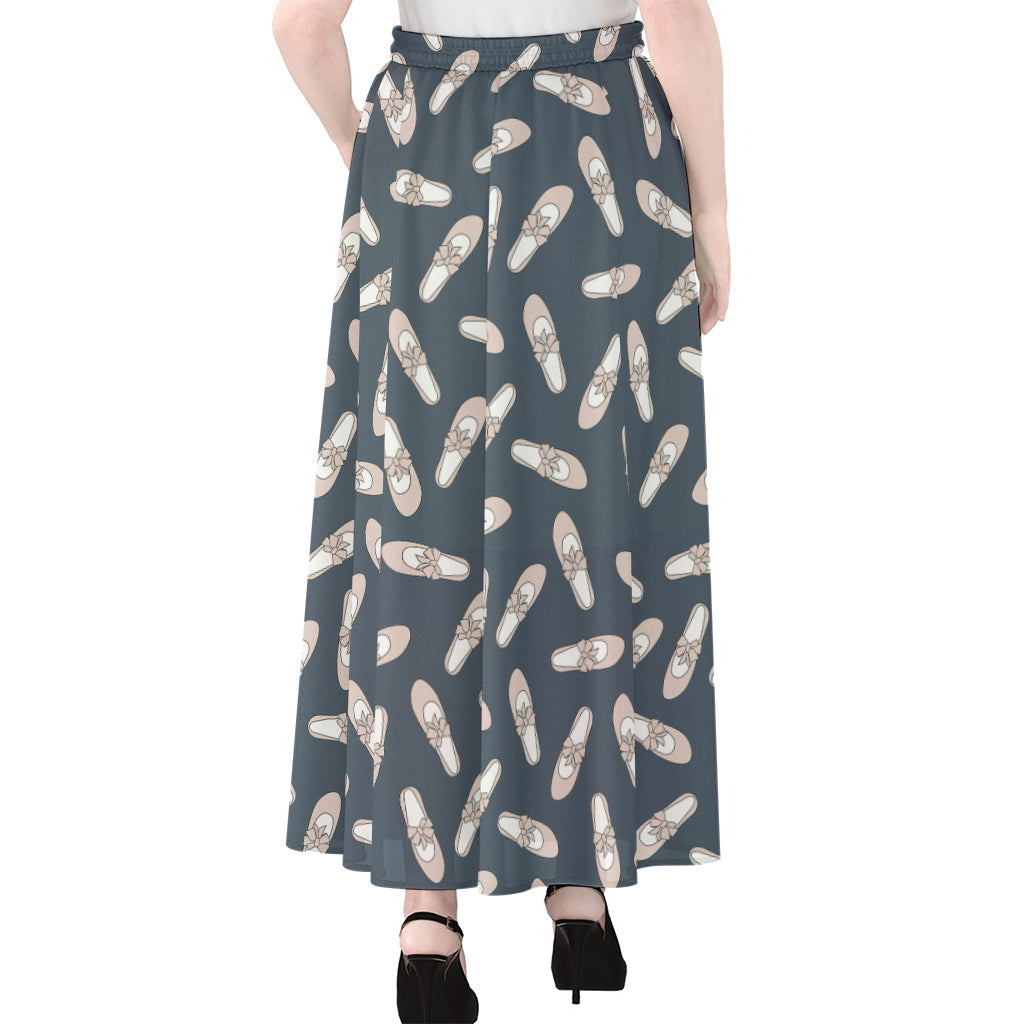 Pink Ballet Shoes Pattern Print Chiffon Maxi Skirt