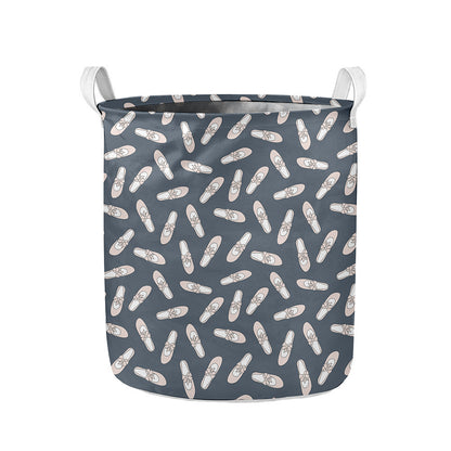 Pink Ballet Shoes Pattern Print Collapsible Laundry Basket