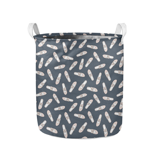 Pink Ballet Shoes Pattern Print Collapsible Laundry Basket
