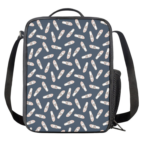 Pink Ballet Shoes Pattern Print Crossbody Lunch Bag