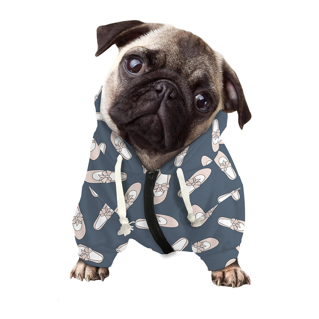 Pink Ballet Shoes Pattern Print Dog Zip Up Hoodie