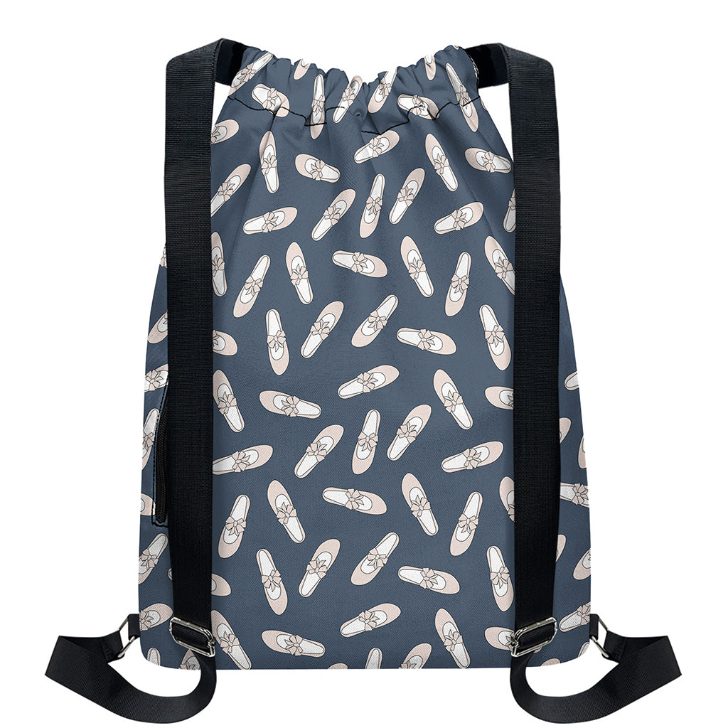 Pink Ballet Shoes Pattern Print Drawstring Backpack