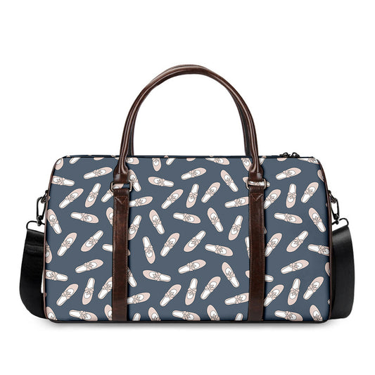 Pink Ballet Shoes Pattern Print Duffle Bag