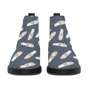 Pink Ballet Shoes Pattern Print Flat Ankle Boots