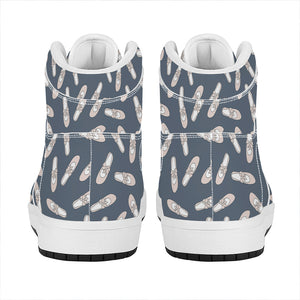 Pink Ballet Shoes Pattern Print High Top Leather Sneakers