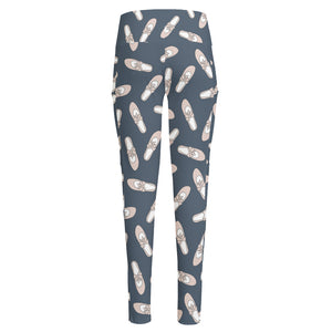 Pink Ballet Shoes Pattern Print High-Waisted Pocket Leggings