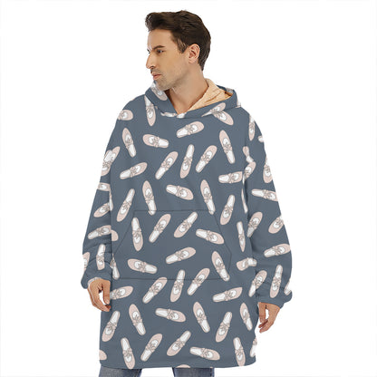 Pink Ballet Shoes Pattern Print Hoodie Blanket