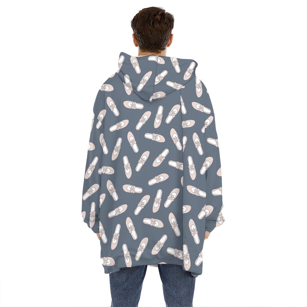 Pink Ballet Shoes Pattern Print Hoodie Blanket