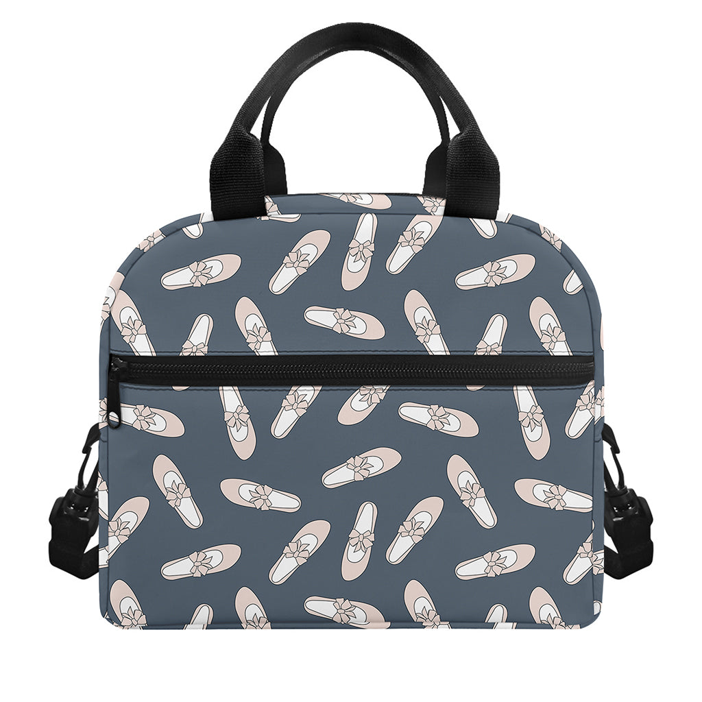 Pink Ballet Shoes Pattern Print Insulated Lunch Bag