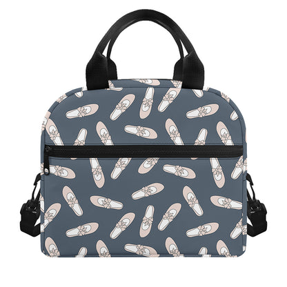 Pink Ballet Shoes Pattern Print Insulated Lunch Bag