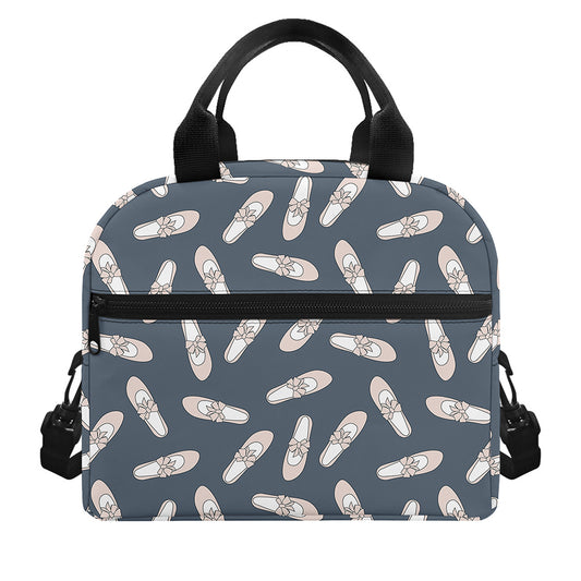 Pink Ballet Shoes Pattern Print Insulated Lunch Bag